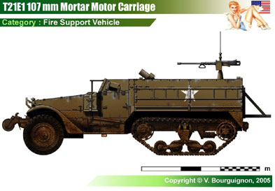 USA M21E1 107mm Mortar Motor Carriage