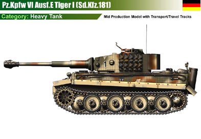Germany Pz.Kpfw VI Ausf.E Tiger 1 (Sd.Kfz.181)(mid) w/transport tracks